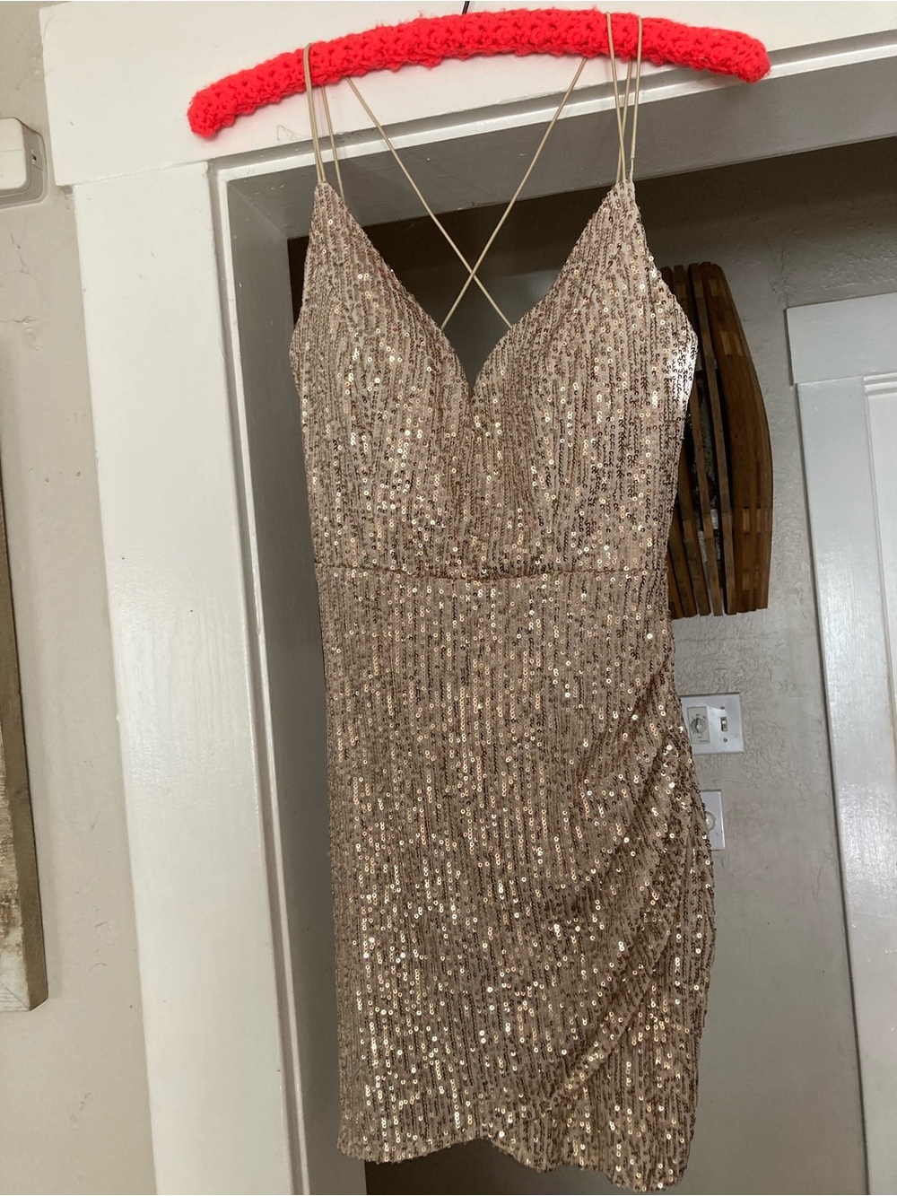 Windsor Rose Gold Sequin V-Neck Mini Dress